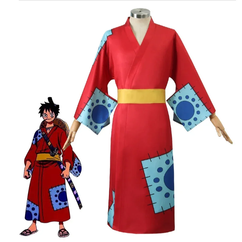 

Monkey D. Luffy Cosplay Costume Kimono Japan Anime Monkey D. Luffy Wano Country Outfits Halloween Carnival Suit Roleplay