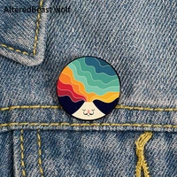 keep think creative printed pin custom funny brooches shirt lapel bag cute badge cartoon jewelry gift for lover girl friends