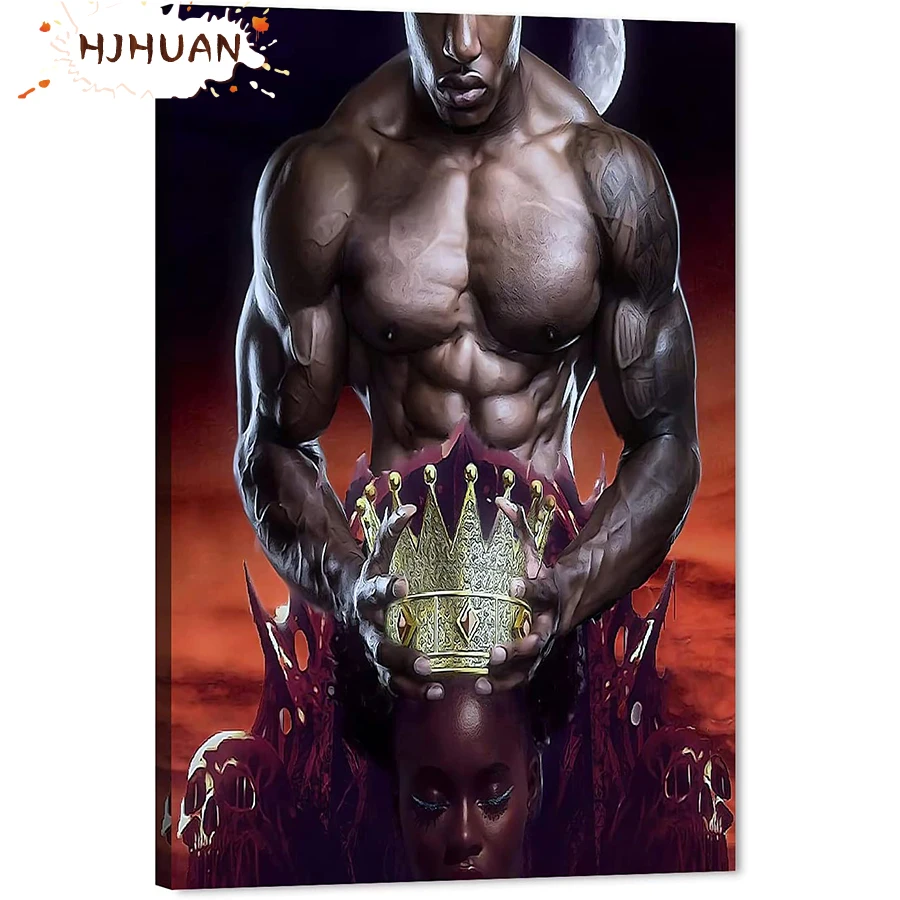 

5D DIY African royal couple, crown full round square Diamond Painting Cross Stitch Diamond Embroidery New Handicrafts Home Decor