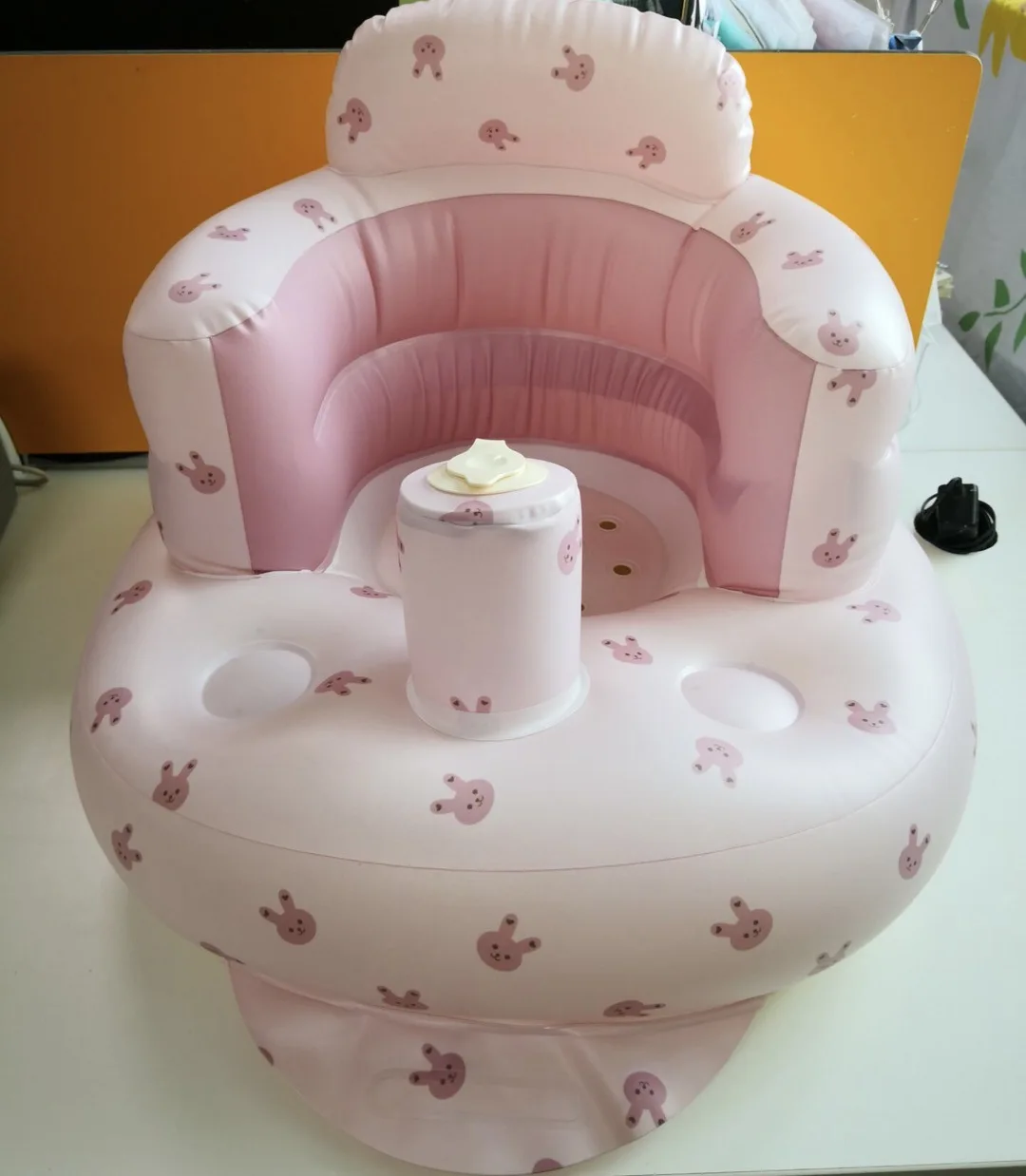 Cartoon Pink Tiger Rabbit Baby Learning Chair Multifunctional Portable Inflatable Sofa Bath Stool