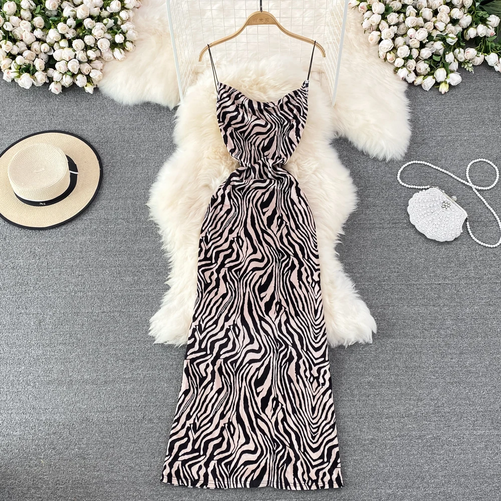 

Korean Summer Spaghetti Strap Women Dress Japanese Sexy Leopard Print Female Dresses 2022 New Arrival Beach Style Vestidos