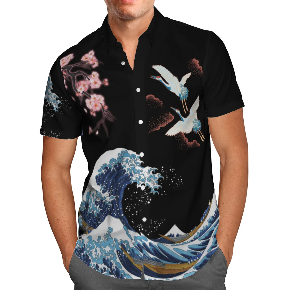 

2022 Hawaiian Shirt 3D Retro Ocean Wave Pattern Print Men's Short-sleeve Shirt Harajuku Fashion Vintage Clothes Loose Camisa
