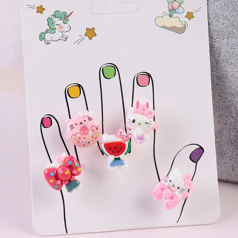 

Kawaii Sanrio детское кольцо Hello Kittys LinaBell Милая мультяшная девочка ювелирные изделия детский подарок на день рождения Игрушка Аниме аксессуары ко...