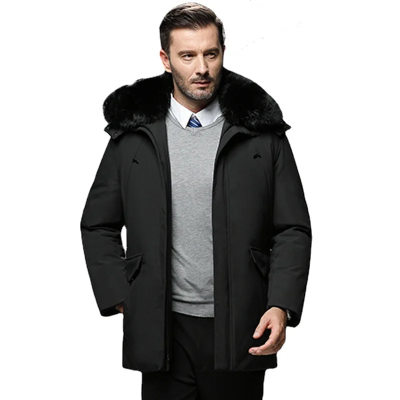 Autumn and winter new down jacket men's long middle age plus velvet coat men hooded cotton coat men  winter jacket  down jacket