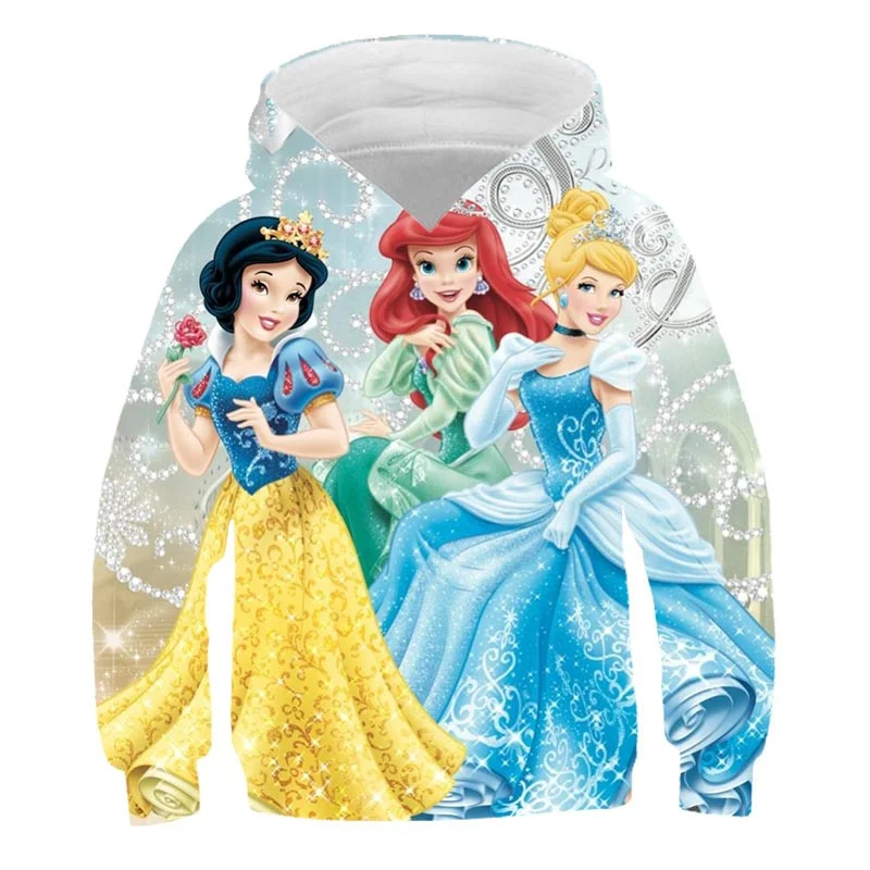 

2022 детские толстовки с капюшоном для маленьких девочек Disney Belle, детская одежда на осень и зиму, толстовки Belle с мультяшным принтом, повседнев...