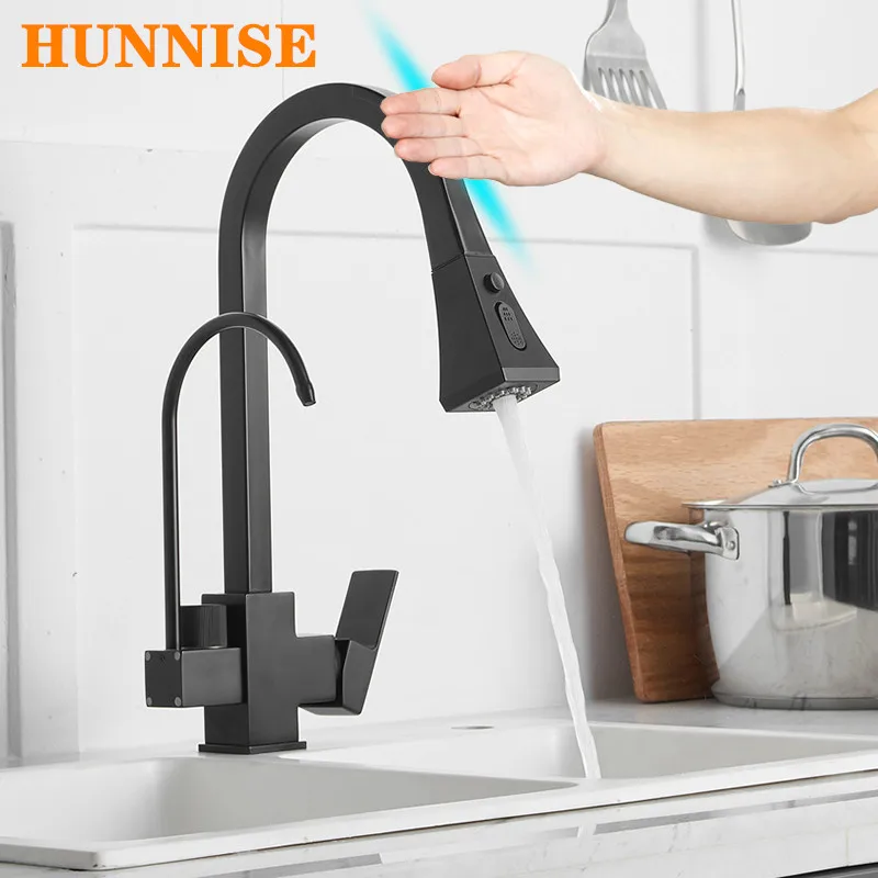 Touch Kitchen Mixer Tap Contemporary Pull Out Filter Kitchen Faucet Brass Hot Cold Water Taps Smart Sensor Touch Kitchen Faucets