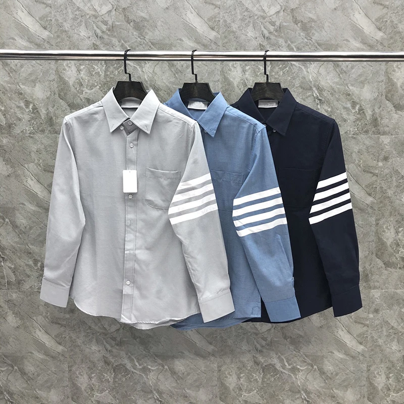 TB TNOM Shirts For Men Vintage Designer Boutique Clothes Men's shirts Long Sleeve Tops Korean Fashion Male TB Casual Blouses