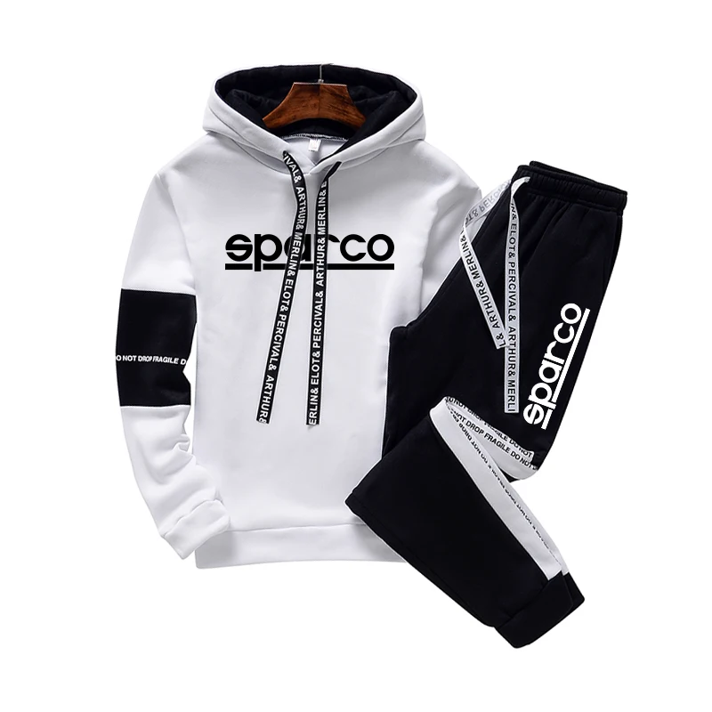 

Men's Sparco Print Tracksuits 2 Piece Set Warm Casual Long Sleeve Oversize Hoodie Sweatshirt and Sweatpant Streatwear Outfit