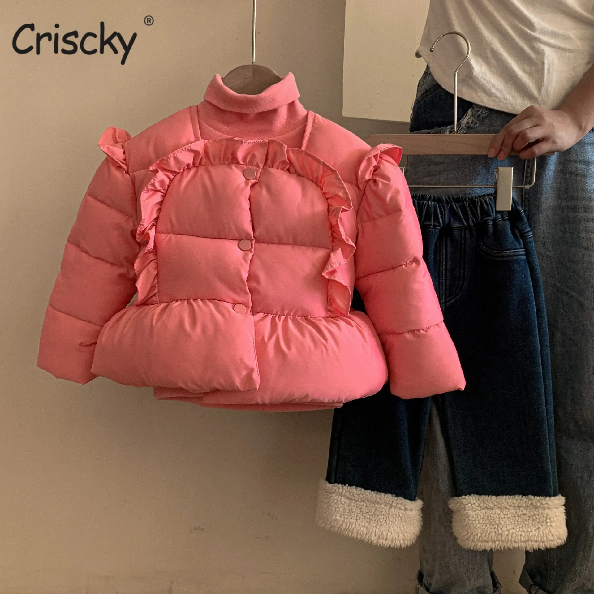 

Criscky 2022 Children Coat Winter Jacket for Girl Winter Top Coat Kids Warm Thicken Cotton O Neck Baby Coats Causal Outerwear