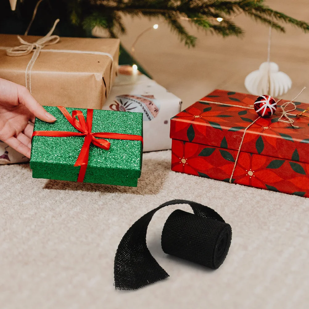 2 м черный свадебный декор Рождественская лента для поделок мешковина