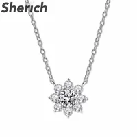 Sherich 2022 New Sunflower High Carbon Diamond 100% 925 Sterling Silver Sparkling Pendant Necklace Women's Party Fine Jewelry
