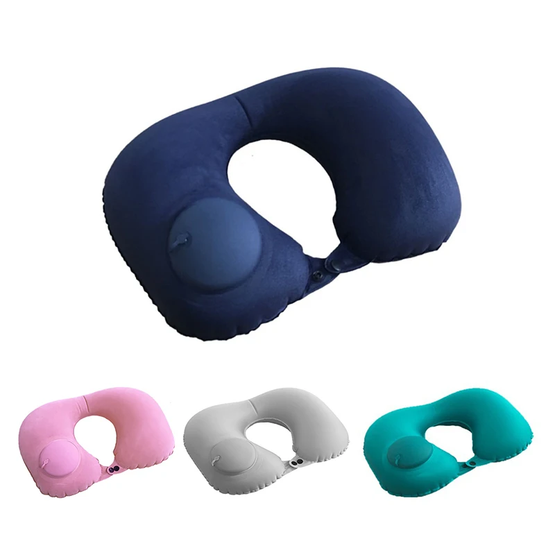 

1PC U-Shape Travel Pillow Automatic Air Inflatable Airplane Car Pillows Ring Pillow Folding Press Type Bed Pillows Neck Cushion