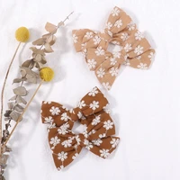 baby hair clips for girls embroid cotton bows hairpin floral print kids hairgrips cute barrettes children hair accessories