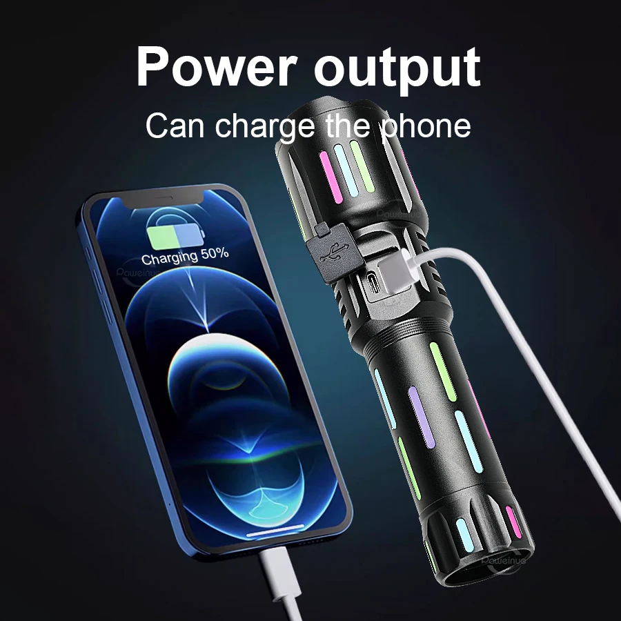 Светодиодный фонарик высокой мощности 800000 люмен перезаряжаемый светодиодный