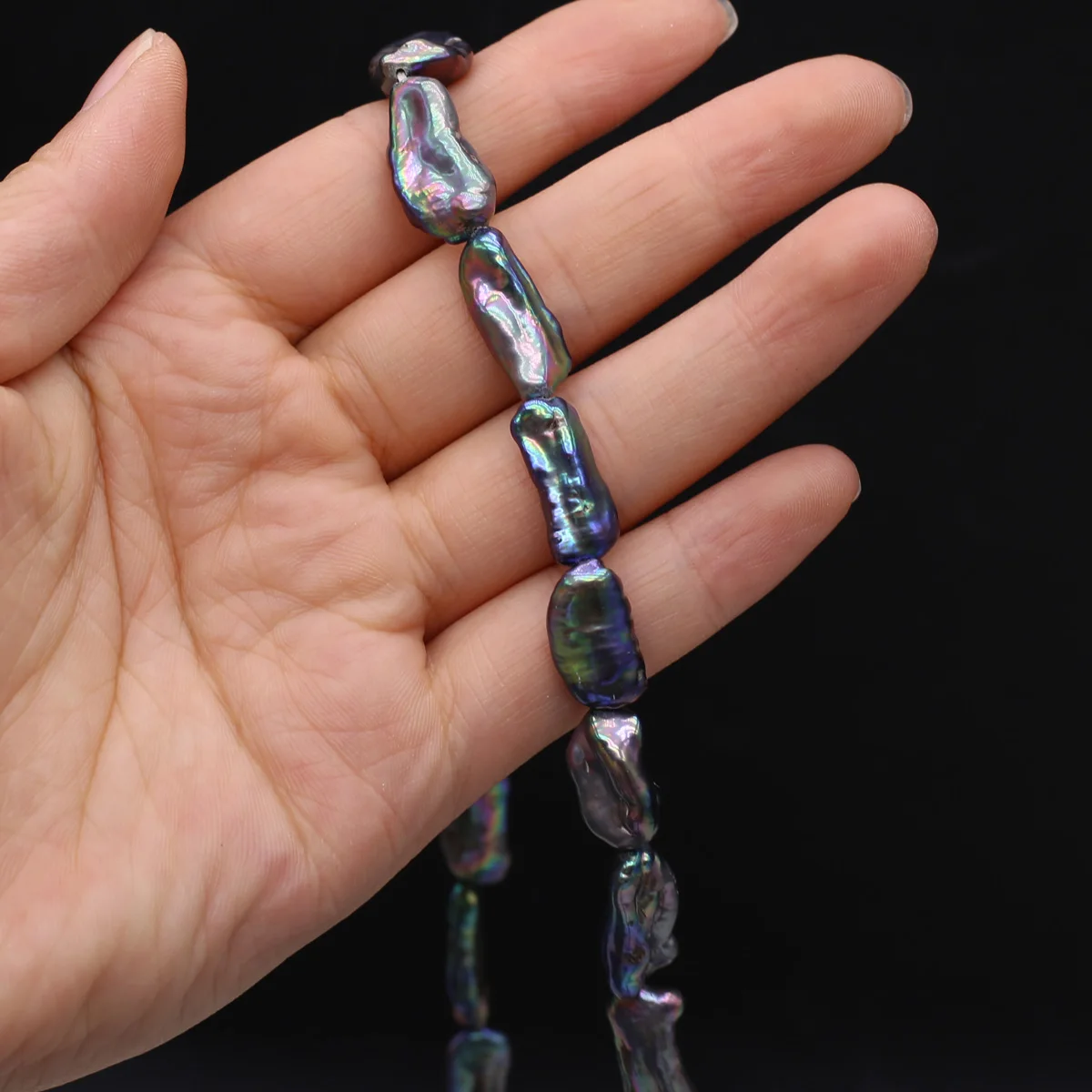 Natural Freshwater Pearl Black Rectangle Irregular Pipa Pearl Beads For Jewelry Making DIY Bracelet Earrings Necklace Accessory