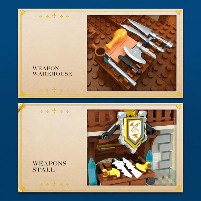 Reobrix66005 Европейское древнее здание уличная сцена строительные блоки игрушечная