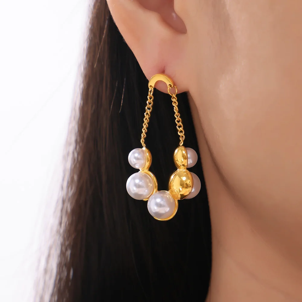 Уникальные круглые серьги для женщин винтажный кулон с жемчугом из нержавеющей