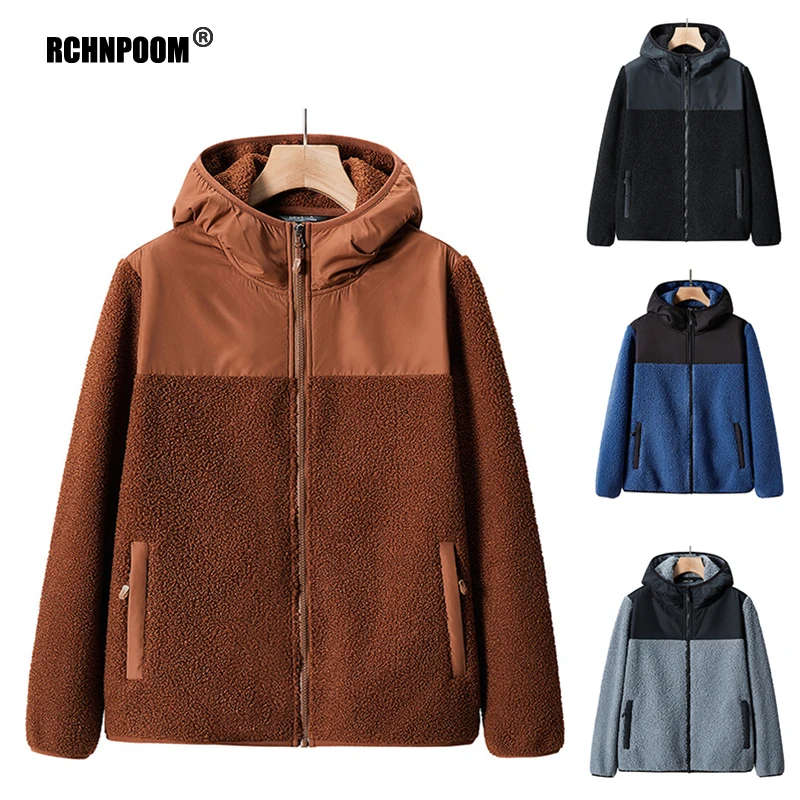 

Men's Retro Fleece Jacket Winter Warm Thick Casual Design Patchwork Parkas Coat Men Windbreak Outwear Plus Size 8Xl Loose Jacket