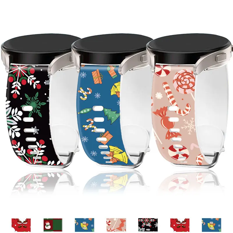 Рождественский ремешок 20 22 мм для Samsung Galaxy Watch FE 7 6 5 4 40 44 мм/5 Pro/Watch Классический