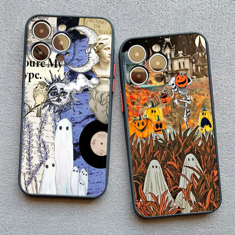 Матовый чехол для телефона iPhone 16 11 13 12 14 15 Pro Max Mini 7 8 Plus X XS XR SE2020 привидение