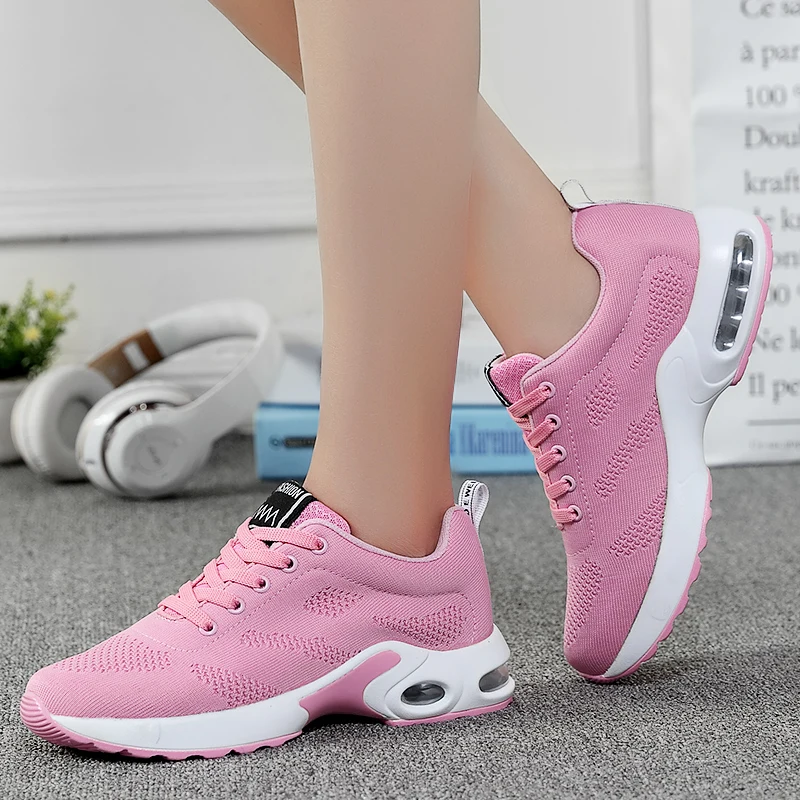 

Fashion Women Lightweight Sneakers Outdoor Sports Breathable Mesh Comfort Running Shoes Air Cushion Lace Up Sneakers Women