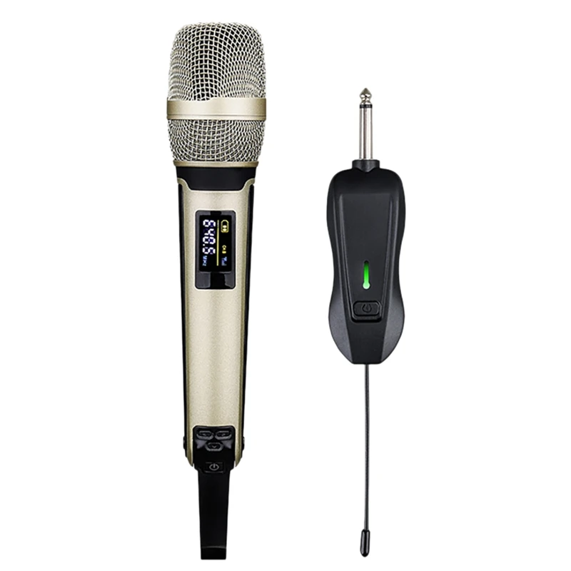 

Wireless Microphone With 3.5Mm Converter And Rechargeable Receiver For Karaoke Parties Meetings 200 Feet