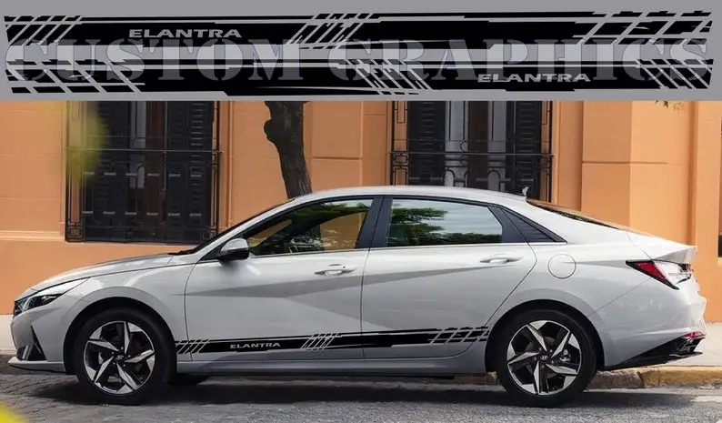 

2X Side door stripe vinyl decal graphic sticker Kit Compatible with Elantra