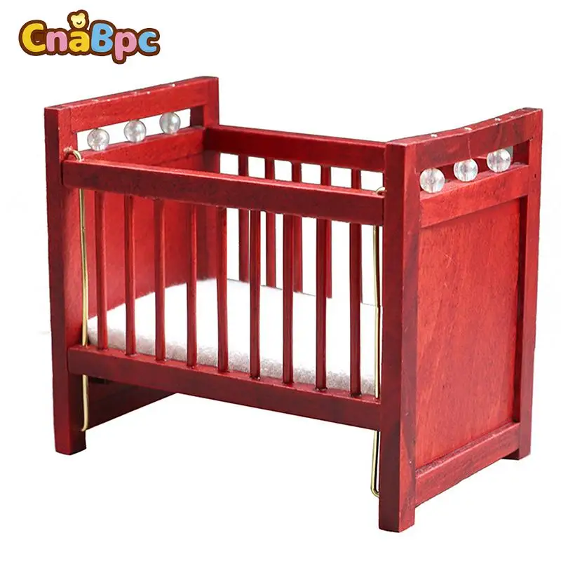 

1:12 Dollhouse Miniature Wooden Baby Bed Mattress Baby Cot Cradle Furniture Model Toy With Bed Mattress 2 Size