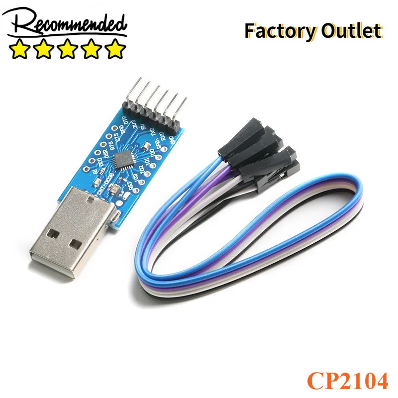 

CP2104 USB2.0 to TTL Serial Converter Module STC PRGMR Downloader Brush Line for Arduino Replace CP2102 With Dupont Cables