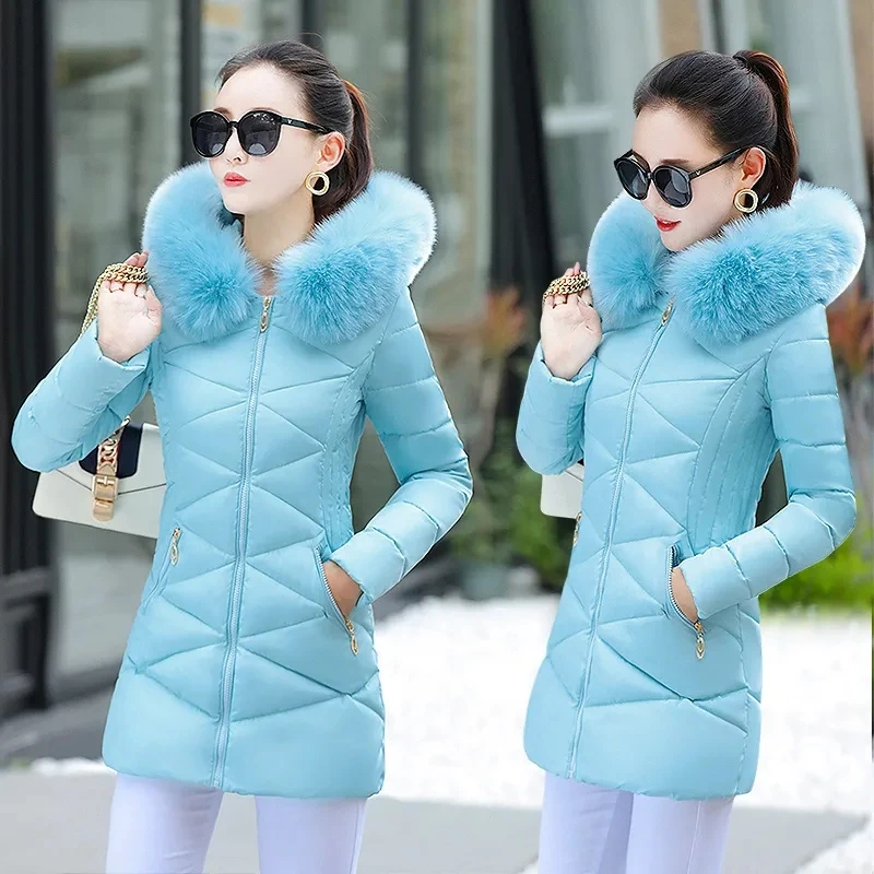 

Новинка 2023, женская зимняя куртка и пальто, пуховые парки с капюшоном, корейские толстые базовые Топы с хлопковой подкладкой, Длинная женская стеганая куртка 3XL