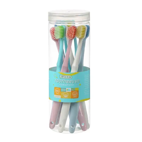 Стандартная зубная щетка Jianpai для взрослых с широкой головкой и мягкой щетиной серии Macaron, 10 шт. в коробке, экономичная