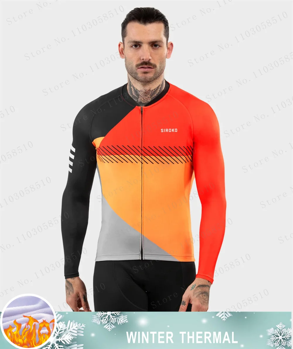 Siroko зимний велосипедный трикотаж с длинными рукавами термофлисовая одежда для
