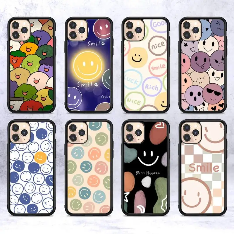 

Smiley face art Phone Case Silicone PC+TPU Case for iPhone 11 12 13 Pro Max 8 7 6 Plus X SE XR Hard Fundas