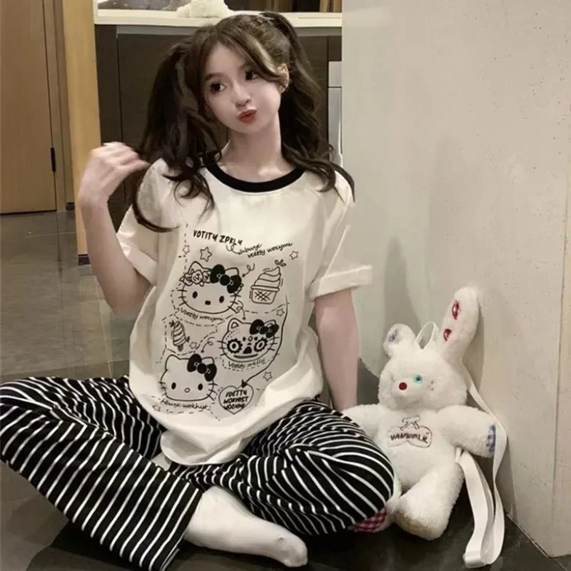 Sanrio новая одежда для сна Hello Kitty женские летние хлопковые брюки с короткими