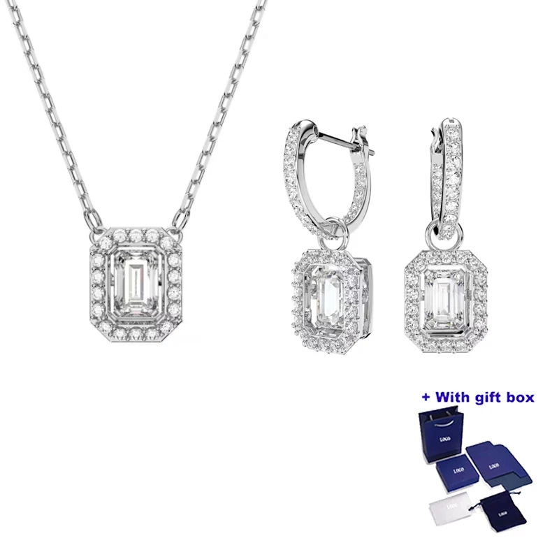 

Новые летние высококачественные ювелирные изделия SWA, набор красивых ярких белых кристальных ожерелий и серег, коллекция смарт-сердца, подарочная коробка