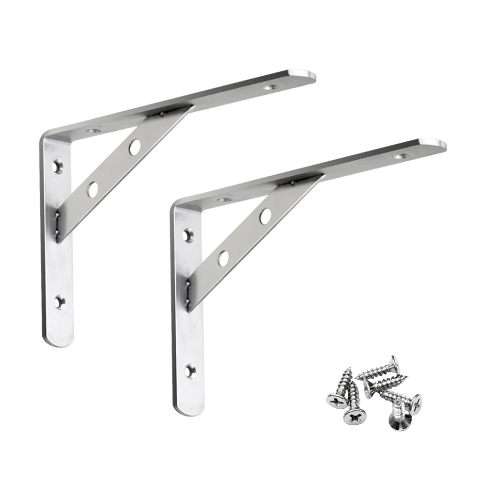 

Кронштейн настенный треугольный серебристый из нержавеющей стали, 2 шт.