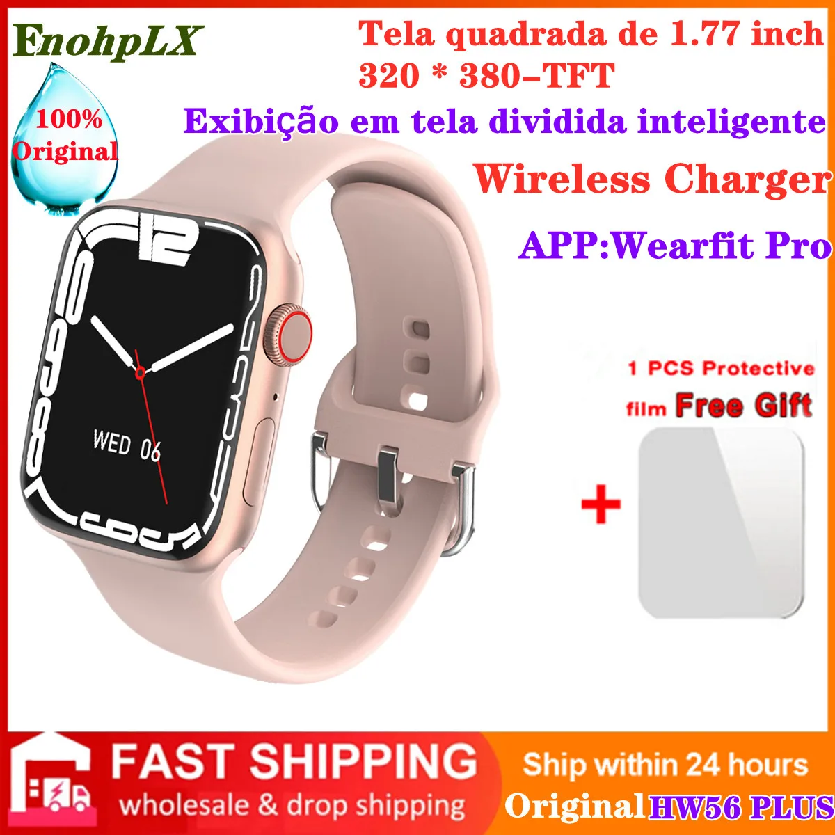 

Original IWO HW56 Plus Smart Watch Men Double Button Wireless Charger Custom Dial Smartwatch Women Bluetooth Call Smart Clock