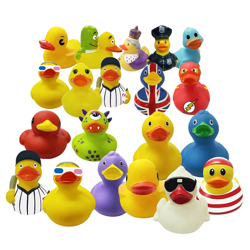 Patos de goma surtidos para niños, paquete de 100, 50 pato, bañera, juguetes de piscina en múltiples personajes, favores de fiesta de cumpleaños