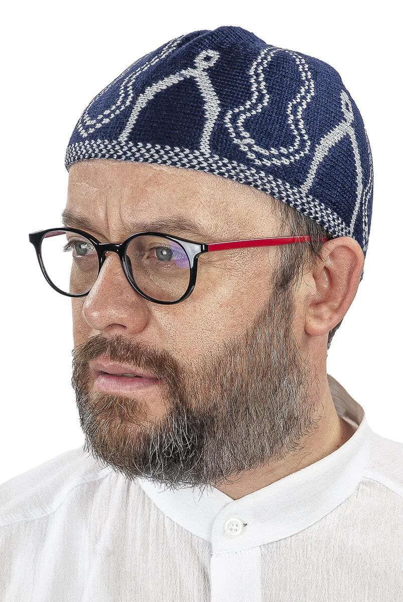 

Трикотажный зимний шерстяной берет IQRAH Orlon, облегающая шапочка темно-синего цвета