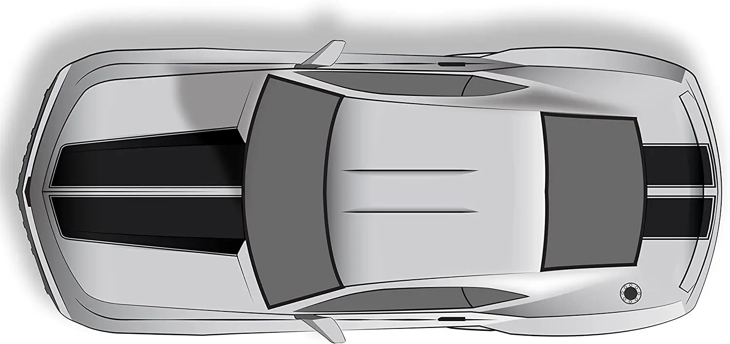

Factory Crafts 3M Vinyl Hood & Trunk Stripe Graphics Kit Compatible with 2010-2015 Chevrolet Camaro - Gloss Black