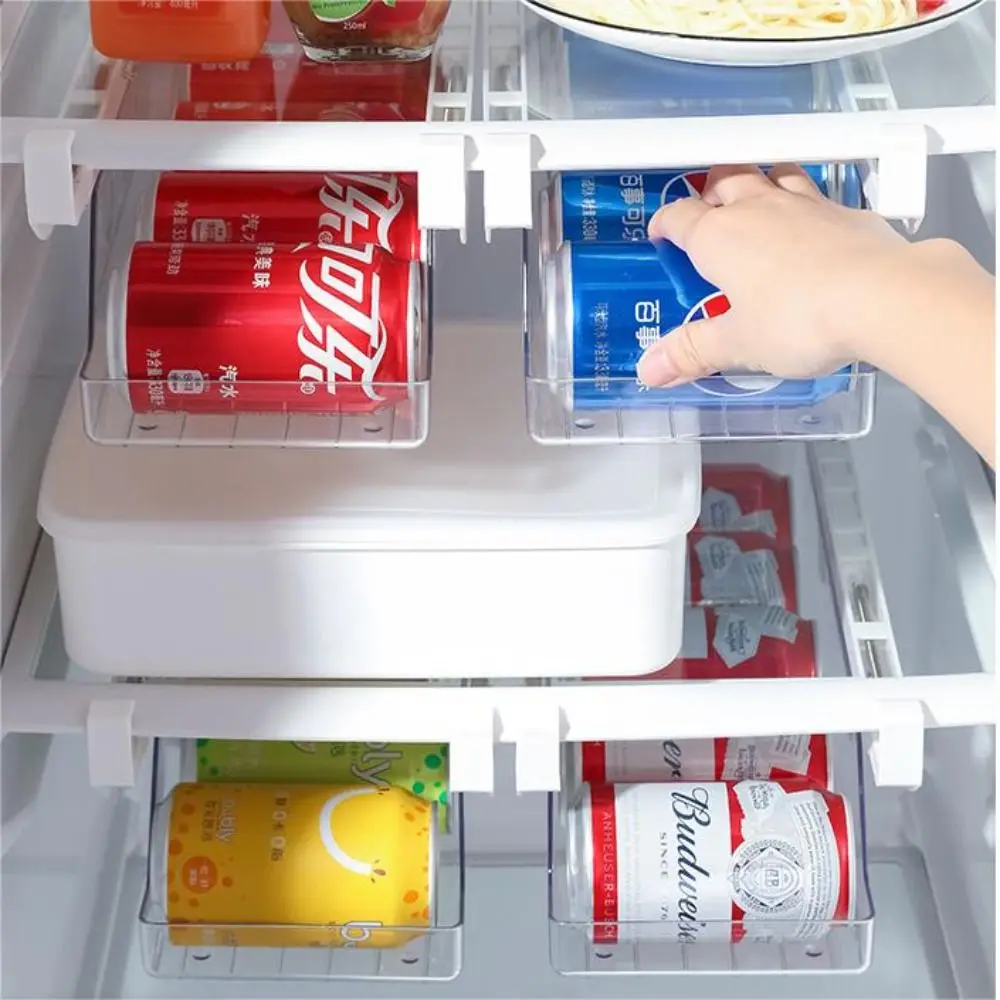 Clear Hanging Fridge Organizer Inclined Slide Refrigerator Drawer Box Plastic Fresh-keeping Refrigerator Storage Rack