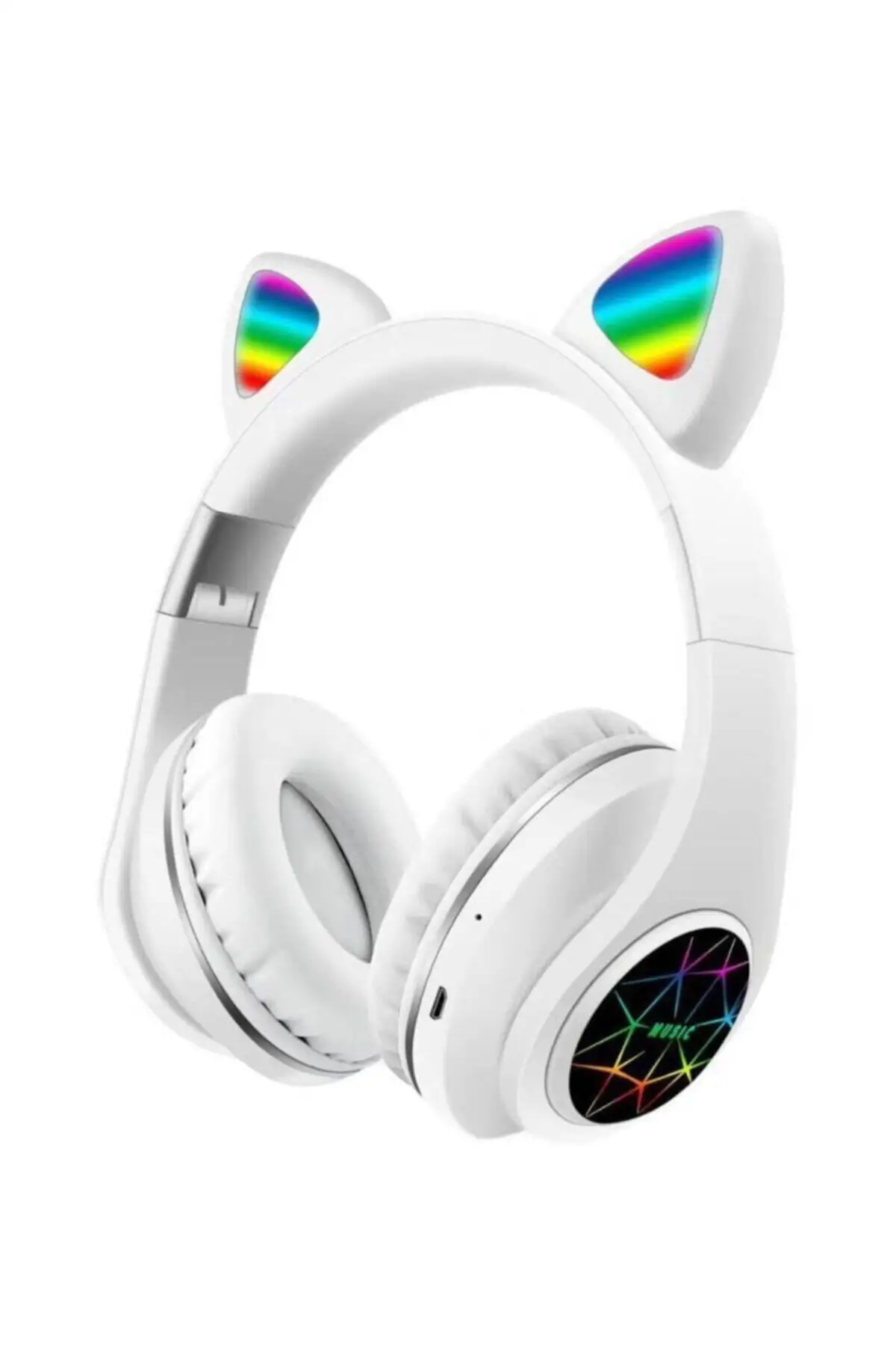 

Белые Беспроводные наушники с кошачьими ушками Bluetooth 5,0 со светодиодсветильник кой