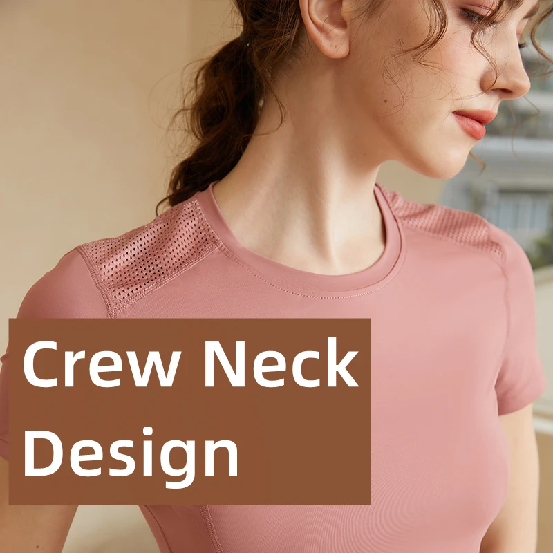 Women Sport Tops Mesh Breathable Yoga Shirt Running Short Sleeve Workout T-shirts Gym Fitness Tops Soft Comfortable Slim Tee
