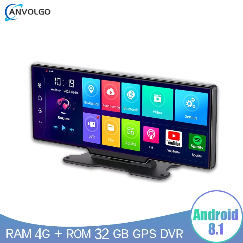 Видеорегистратор автомобильный, 10,26 дюйма, 4 + 32 ГБ, GPS, Android 8,1 Видеорегистратор автомобильный, 10,26 дюйма, 4 + 32 ГБ, GPS, Android 8,1