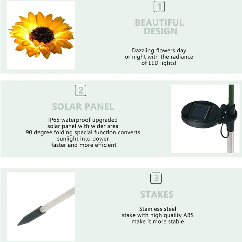 Уличные фонари подсолнечника IP65 водонепроницаемые садовые декоративные на