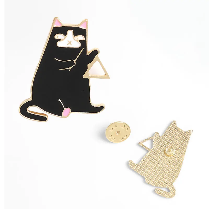 

Play Guitar Cat Brooches For Women Men Paint Enamel Artistic Lapel Pins Lovely Pet Animal Musical Instrument Brooch Badge Gifts