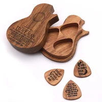 wooden guitar pick box holder collector with 3pcs wooden picks for guitar lover olivewood picks guitar accessories high quality