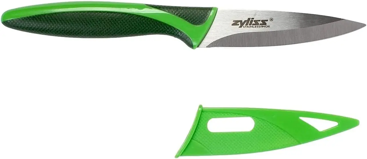 

Kitchen knife with cover, 9.8 cm stainless steel blade, green Super Sharp Meat and Fruit Kitchen Knife Cutter Tools Cook Set
