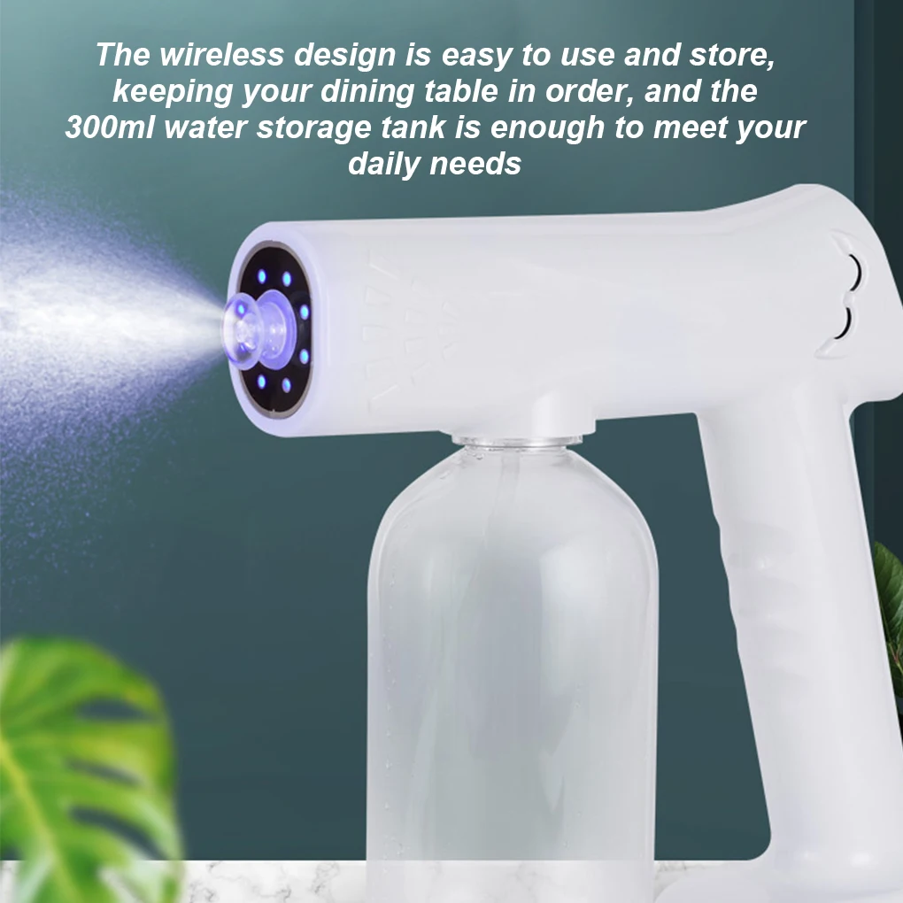 

800ML Portable Electric Sanitizer Sprayer Blue Light Rechargeable Nano Steam Water Spray Gun Home Disinfection Atomizer New