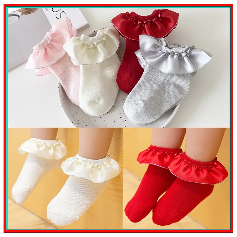 

Ruffle Kids Socks Infant Girls Kids Knee High Lace Frilly Socks Toddler Baby Girls Cotton Infant Long Princess Sock For 0-7Year